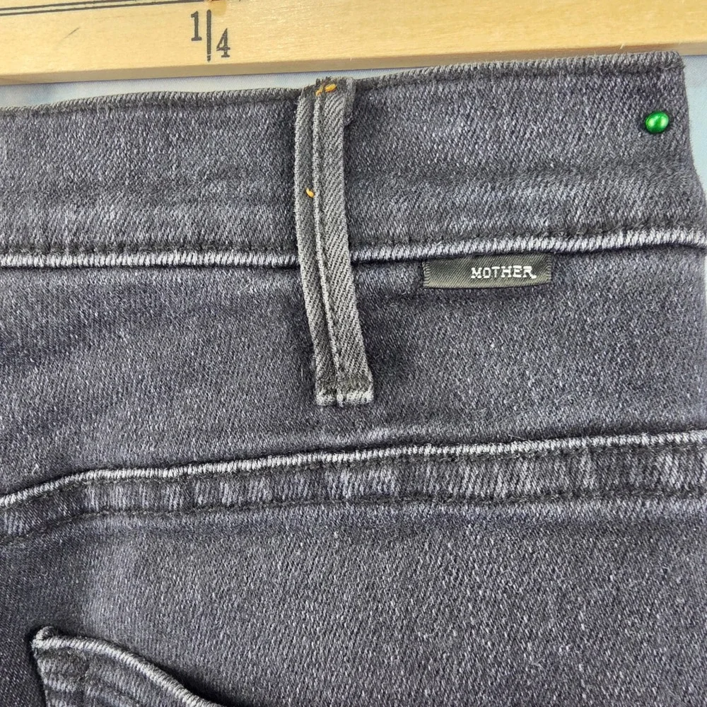 MOTHER Hustler Ankle Fray High Rise Flare‎ Jeans Faded Black Size 25